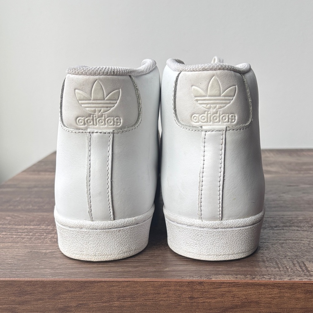 adidas White PRO High-Top Sneakers with Cream Accents - Picture 4 of 7